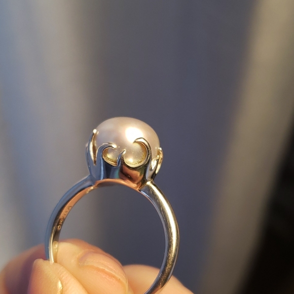 Sterling 925 Silver and grey freshwater pearl ring - Picture 8 of 8